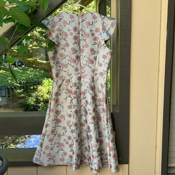 Gal Meets Glam Sz 6P fit n’ flare silver embossed floral dress pink NEW formal - Picture 14 of 17